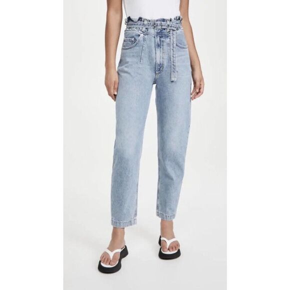 New AGOLDE Riya Elasticated High Rise Peg Jeans - Picture 1 of 11